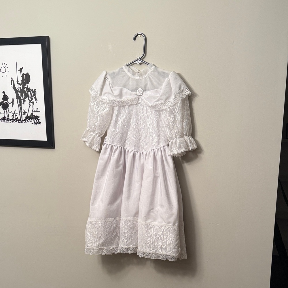 Girls Communion White Lace Dress